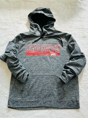 Scarlet & Gray Ohio State Buckeyes Hoodie Men L Gray Fleece Sweatshirt 23x27